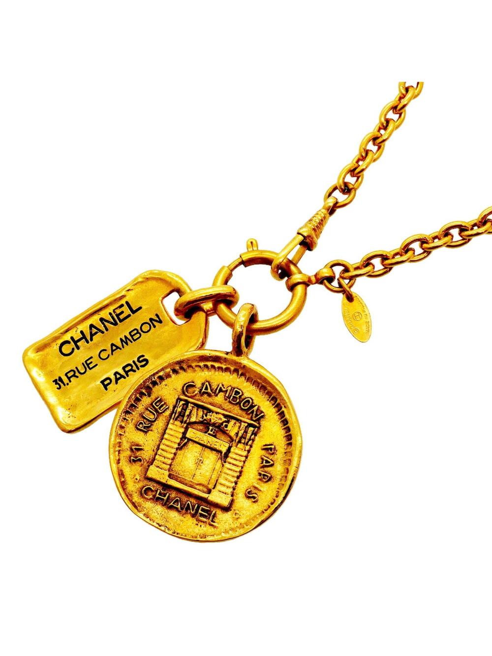 Chanel Cc Logo Pendant Necklace Metal #351275C11B